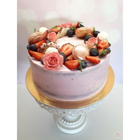 "Pucér-Gyümölcs-Virág-Macaron dekor" torta