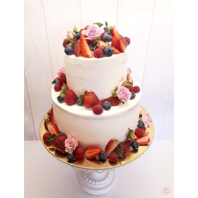 "Pucér Gyümölcs-Virág dekor" Emeletes torta