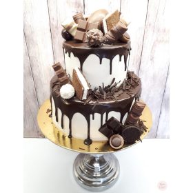   "Csurgatott Csokoládé Válogatás dekor" Emeletes torta