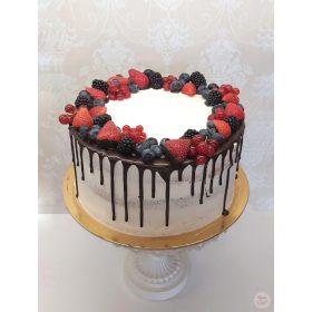 "Csurgatott Pucér Körbe Gyümölcs dekor" torta