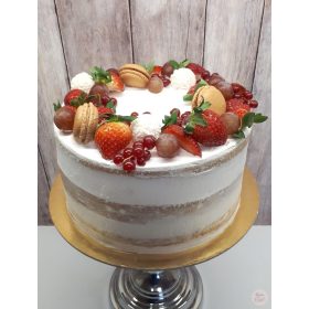 "Pucér Körbe Gyümölcs-Macaron dekor" torta